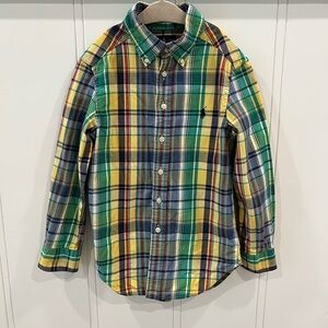 Ralph Lauren Multicolor Plaid Button-Up Shirt — Yellow, Green & Blue